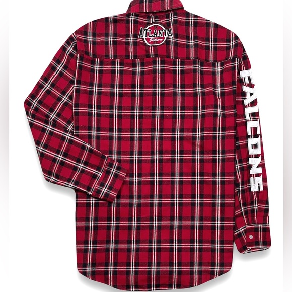 Atlanta Falcons Flannel Shirt Red Black White Plaid Men's 2XL NFL NEW - Picture 2 of 9